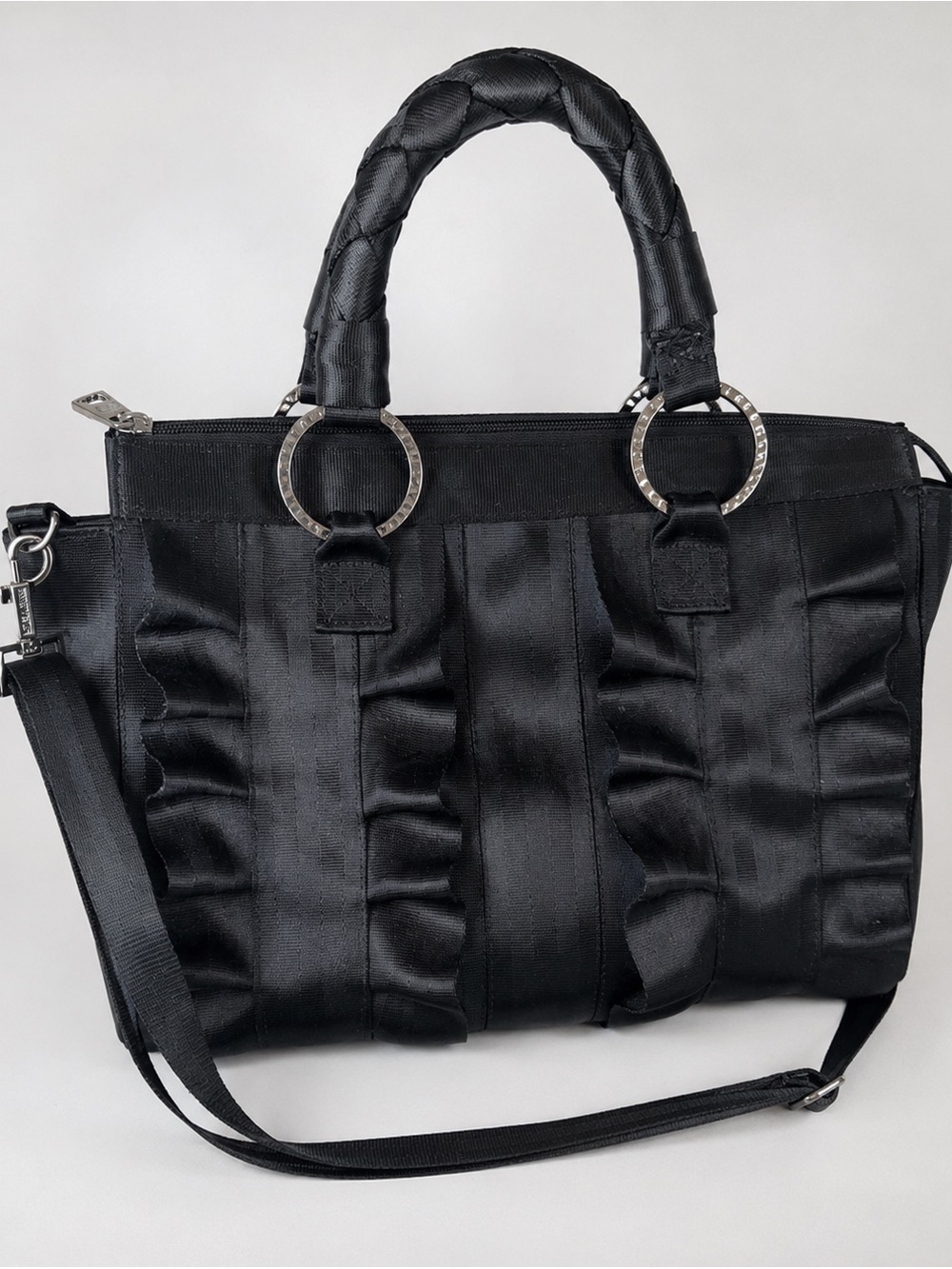 HARVEY’S Satin Ruffle LOLA Satchel Tote Handbag